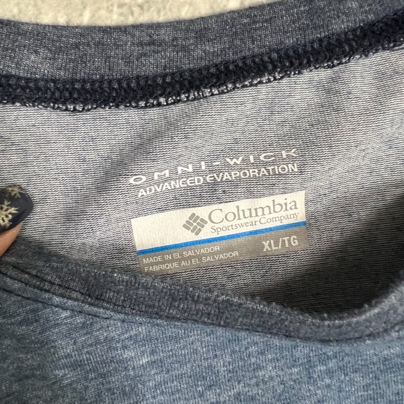 Columbia Blue Raglan Sleeve Baseball Tshirt Logo Front Accent Size XL - Picture 7 of 8